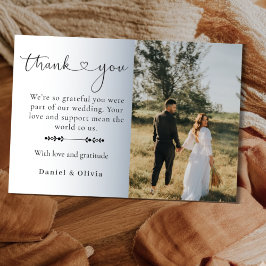 Cartão De Agradecimento Elegant Minimalist Photo Wedding Thank You  Card
