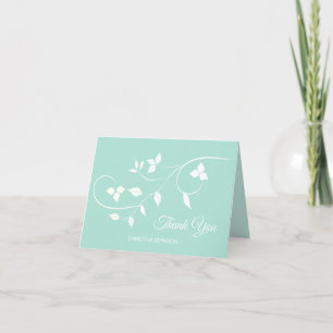 Cartão De Agradecimento Elegant Mint Green & Grey Wedding THANK YOU