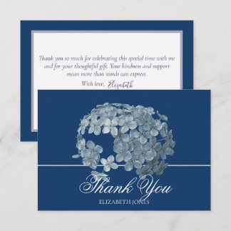 Cartão De Agradecimento Elegant Modern Light Blue Floral Cluster Thank You