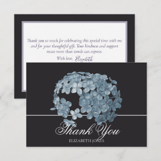 Cartão De Agradecimento Elegant Modern Light Blue Floral Cluster Thank You