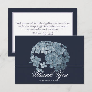 Cartão De Agradecimento Elegant Modern Light Blue Floral Cluster Thank You