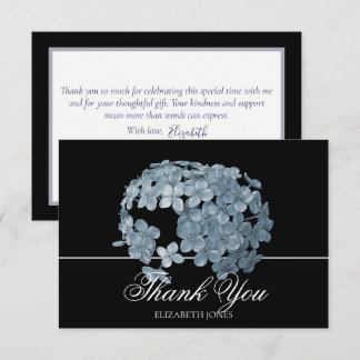 Cartão De Agradecimento Elegant Modern Light Blue Floral Cluster Thank You
