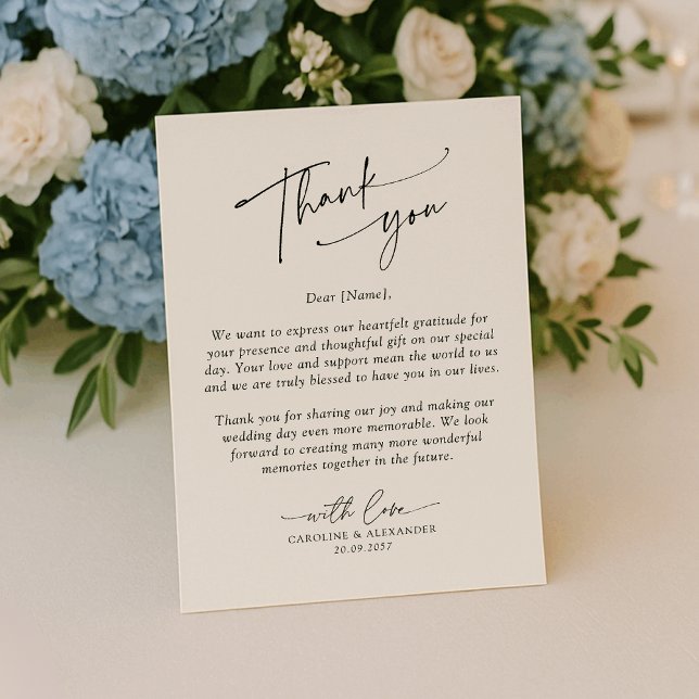 Cartão De Agradecimento Elegant, modern typography wedding thank you  (Criador carregado)