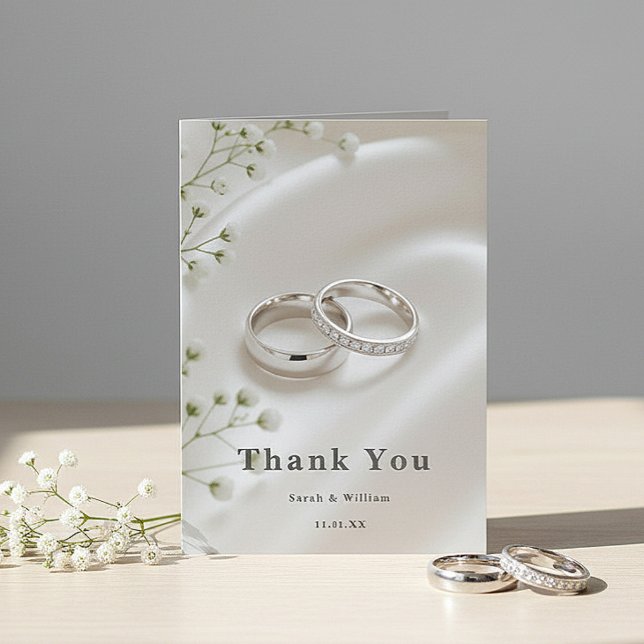 Cartão De Agradecimento Elegant Modern Wedding Thank You Card (Criador carregado)