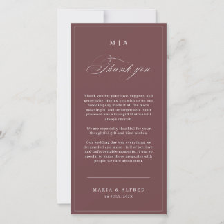 Cartão De Agradecimento Elegant Monogram Wedding Thank You Card QR Code