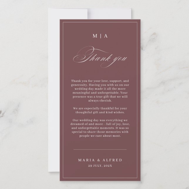 Cartão De Agradecimento Elegant Monogram Wedding Thank You Card QR Code (Frente)