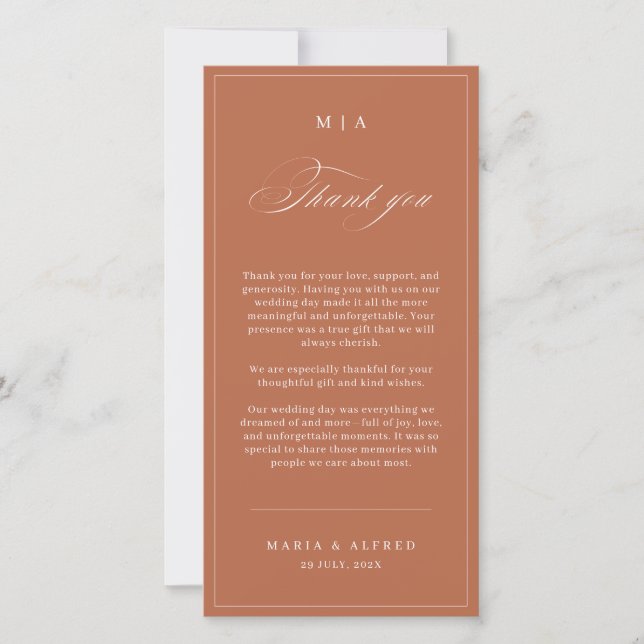 Cartão De Agradecimento Elegant Monogram Wedding Thank You Card QR Code (Frente)