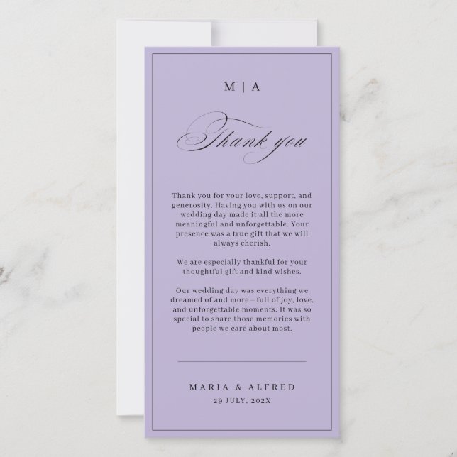 Cartão De Agradecimento Elegant Monogram Wedding Thank You Card QR Code (Frente)