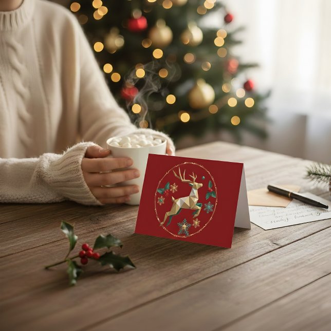 Cartão De Agradecimento Elegant Multicolor Reindeer Christmas Greeting Car (Criador carregado)