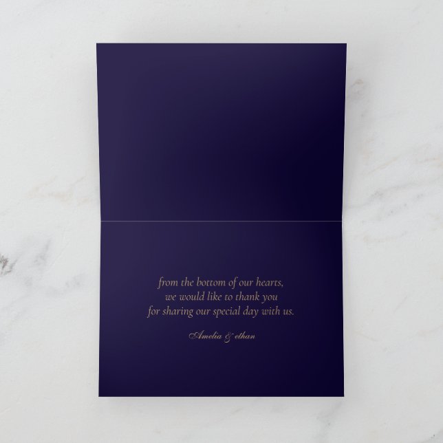 Cartão De Agradecimento Elegant Navy Personalized Folded Thank You Card (Interior)