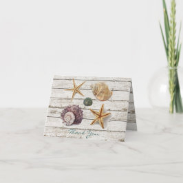 Cartão De Agradecimento elegant ocean seashells beach wedding thank you