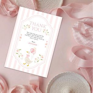 Cartão De Agradecimento Elegant One Silly Goose Rosa Meninas 1º Aniversári