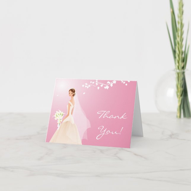 Cartão De Agradecimento Elegant Pale Pink Bride Thank You Note Card (Frente)
