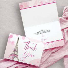 Cartão De Agradecimento Elegant Paris Eiffel Tower Pink White Sweet 16