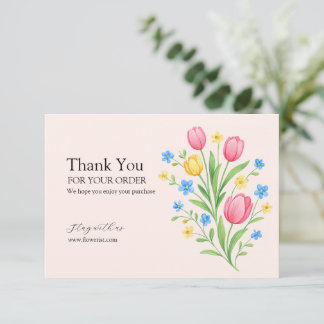 Cartão De Agradecimento Elegant Pastel Tulip Bouquet Illustration