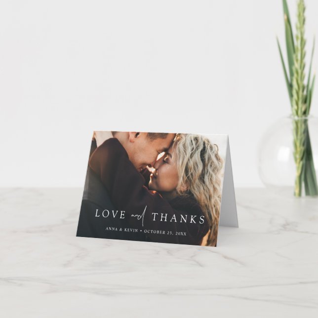 Cartão De Agradecimento Elegant Personalized Photo Wedding Thank You Card (Frente)