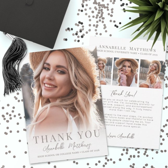 Cartão De Agradecimento Elegant Photo Graduation (Elegant Photo Graduation Thank You Card )