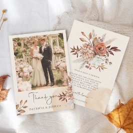 Cartão De Agradecimento Elegant Photo Rustic Autumn Wedding Thank You Card