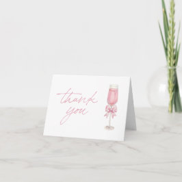 Cartão De Agradecimento Elegant Pink Champagne Bow Shower Thank You Card
