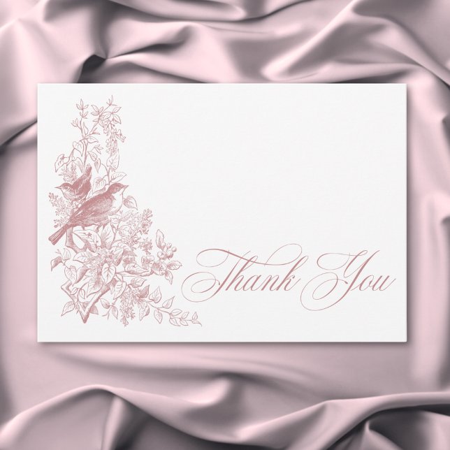 Cartão De Agradecimento Elegant Pink Chinoiserie Nature & Birds Wedding (Elegant Pink Chinoiserie Nature & Birds Wedding Thank You Card)