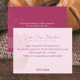 Cartão De Agradecimento Elegant Pink Cupcake Cake Care Instructions