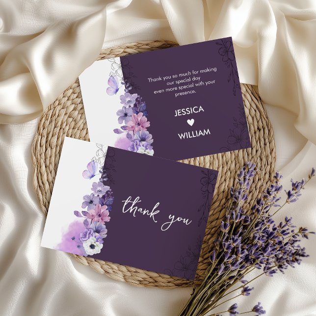 Cartão De Agradecimento Elegant Purple Thank You Note (Criador carregado)