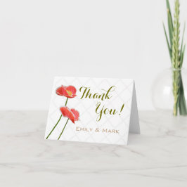 Cartão De Agradecimento Elegant Red Poppies Floral Wedding Thank You