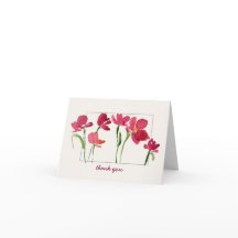 Elegant Red Watercolor Loose Floral Thank You 