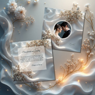 Cartão De Agradecimento Elegant romantic babys breath floral wedding photo