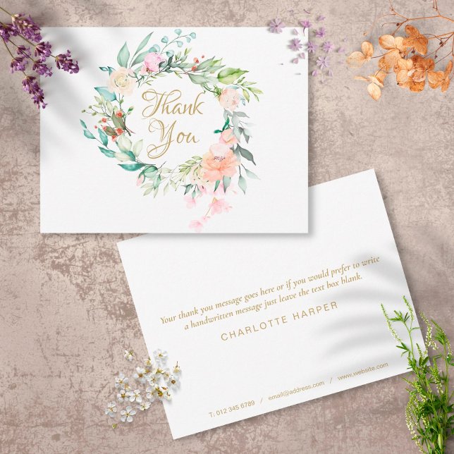 Cartão De Agradecimento Elegant Roses Garland Business Thank You Card (Criador carregado)