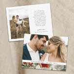 Cartão De Agradecimento Elegant Rustic Terracotta Floral 2 Photo Wedding<br><div class="desc">These beautiful wedding thank you photo cards feature a rustic painted floral design on the bottom of the card (apple blossoms) in red,  green,  and white over a burlap look background. The back contains another photo template and more text templates for further personalization.</div>