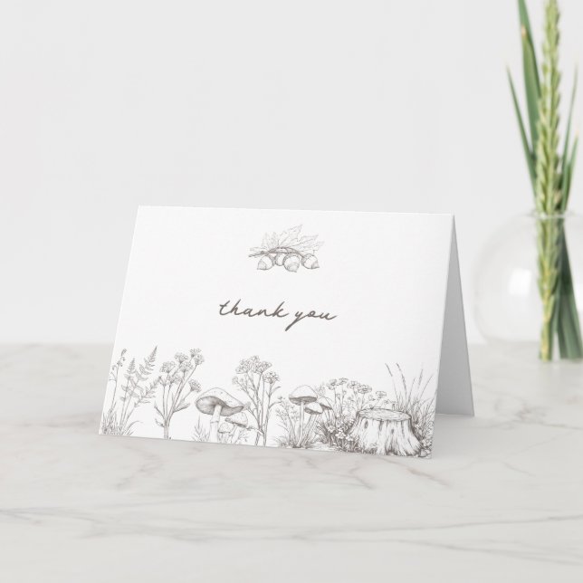 Cartão De Agradecimento Elegant Rustic Wedding Woodland Forest Botanical (Frente)