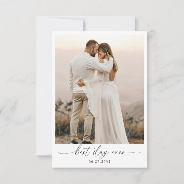 Cartão De Agradecimento  Elegant Sage Green Bow Monogram Photo Wedding (Frente)