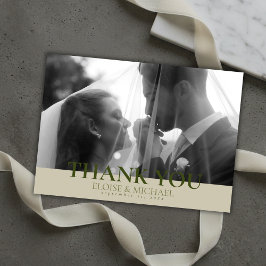 Cartão De Agradecimento Elegant Sage Green Crest Monogram Wedding