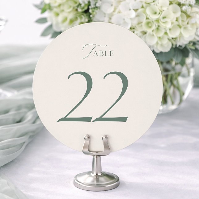 Cartão De Agradecimento Elegant Sage Green Wedding Table Numbers 20–29 (Criador carregado)