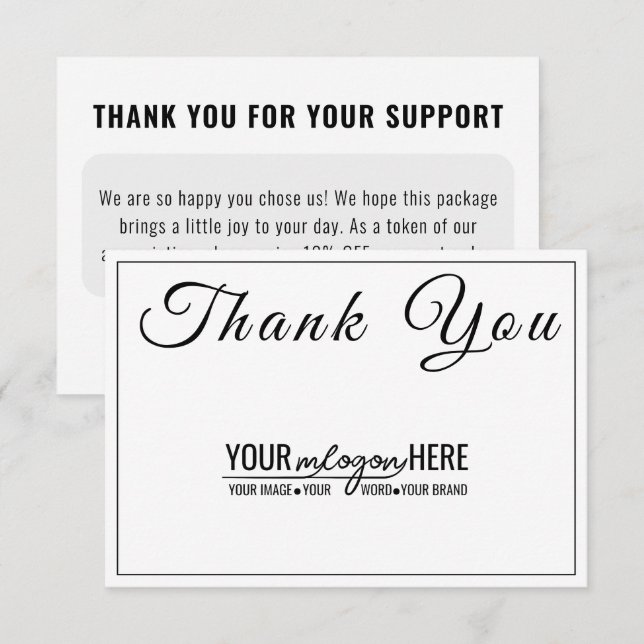 Cartão De Agradecimento Elegant Script Boutique Logo Mídia Social (Frente/Verso)