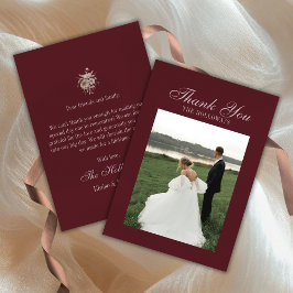 Cartão De Agradecimento Elegant Script Burgundy Red Flat Thank You Card