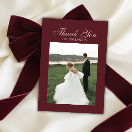 Cartão De Agradecimento Elegant Script Burgundy Red Flat Thank You Card