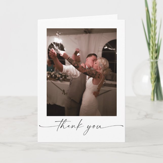Cartão De Agradecimento Elegant Script Folded Wedding Thank You Card (Frente)