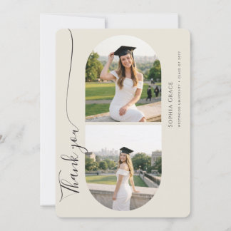 Cartão De Agradecimento Elegant Script Grad Arch Photo Graduation Party