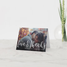 Elegant Script Love & Thanks Wedding Photo