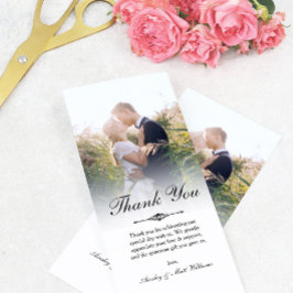 Cartão De Agradecimento Elegant Script Overlay Wedding Photo Thank You
