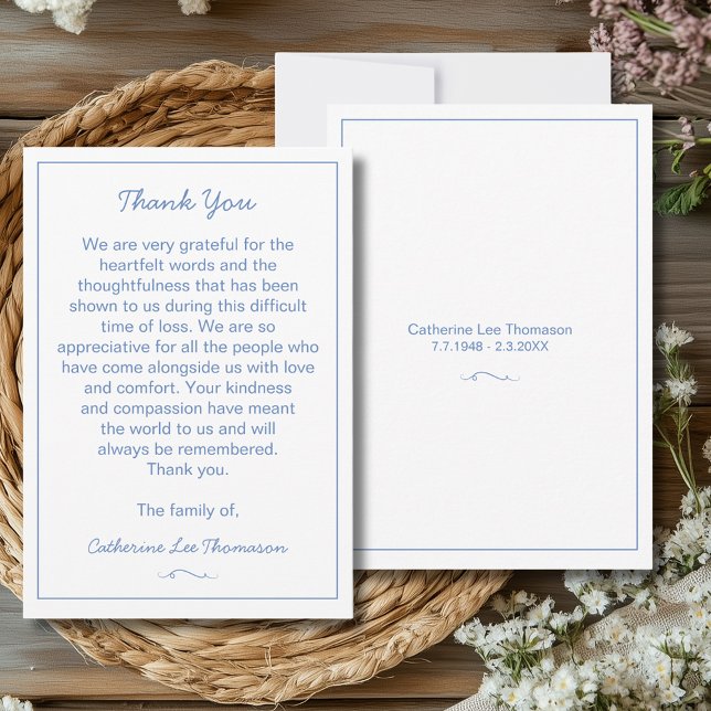 Cartão De Agradecimento Elegant Script Simple Funeral Flat Thank You Card (Elegant Script Simple Funeral Flat Thank You Card
)