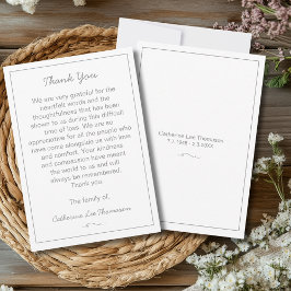 Cartão De Agradecimento Elegant Script Simple Funeral Flat Thank You Card