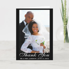 Cartão De Agradecimento Elegant Script Wedding Photo Thank You Fold