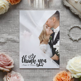 Cartão De Agradecimento Elegant Scripted Wedding Thank You Card W Note