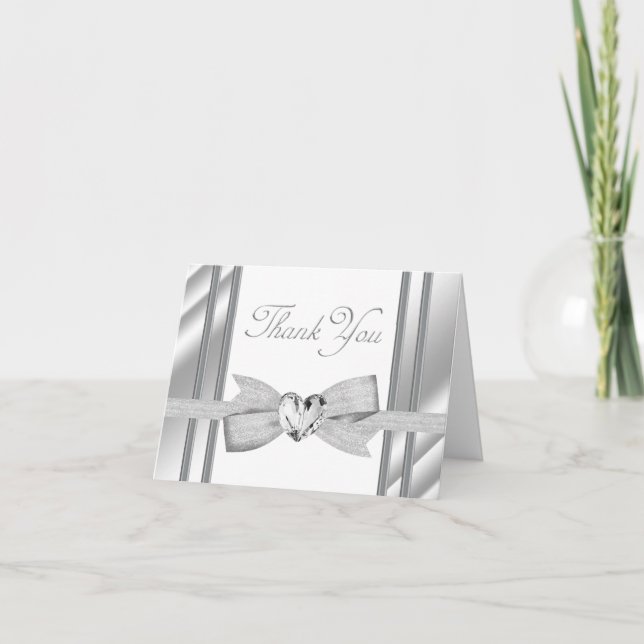 Cartão De Agradecimento Elegant Silver Thank You Cards (Frente)