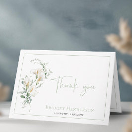 Cartão De Agradecimento Elegant Simple Calla Lily Eucalyptus Sympathy