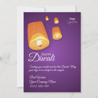 Cartão De Agradecimento Elegant Sky Lantern Diwali Greeting Card