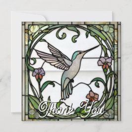 Cartão De Agradecimento Elegant stain glass art nouveau hummingbird